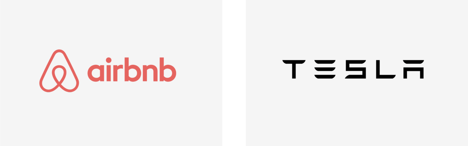 Airbnbとteslaのブランドロゴ